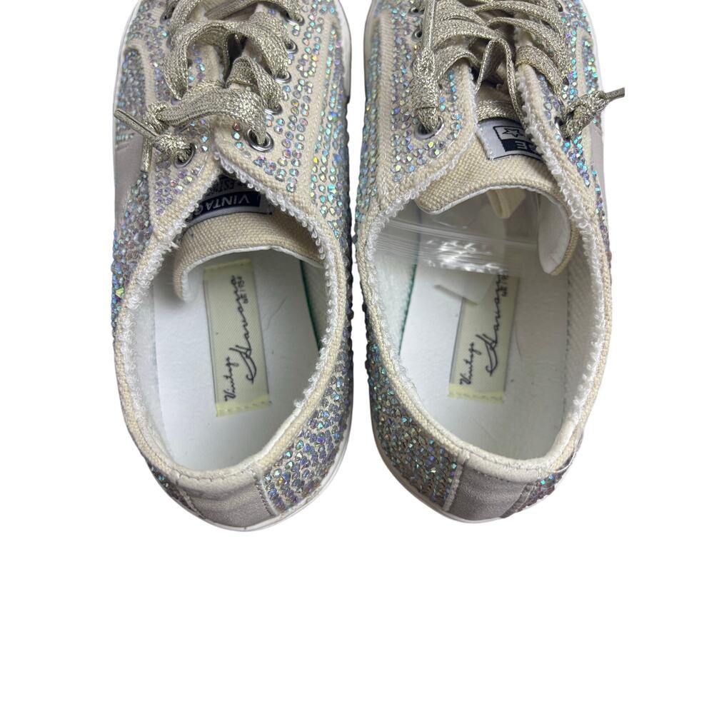 Vintage Havana Jenny Rhinestone Sneakers Gold Sparkle Low Top Casual Shoes - Picture 3 of 7